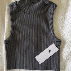 NWT Alo Gray Hooded Knit Top